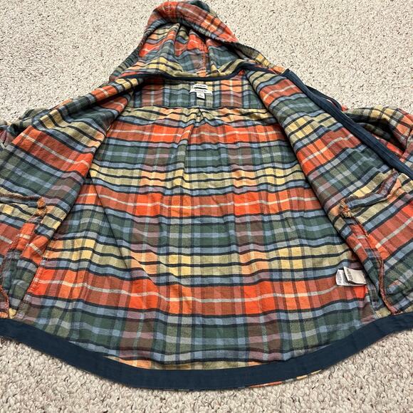 LL Bean Scotch Plaid Flannel Shirt Relaxed Zip Hoodie Sz M Tall Washed Buchanan - Picture 6 of 10